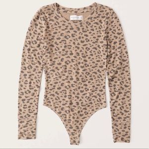 A&F Long Sleeve Cozy Leopard Bodysuit, XL